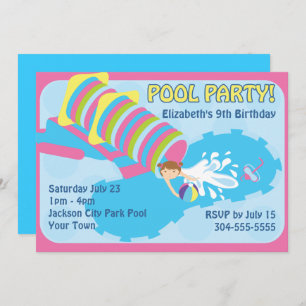 Water Slide Pool Party Invitation