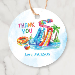 Water Slide Splish Splash Birthday Party Thank You Favour Tags