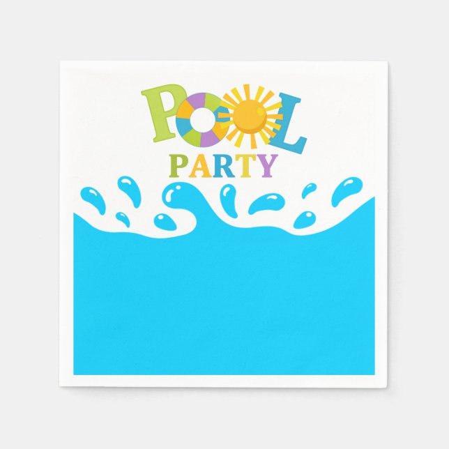 Water Splash Boy Pool Party Birthday Paper Napkin (Front)