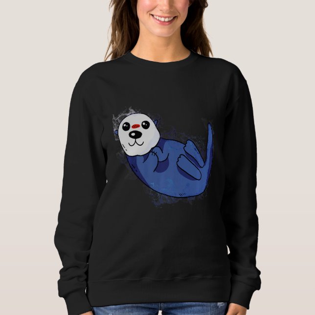 Water Splash Cute Sea Otter Sweatshirt (Front)