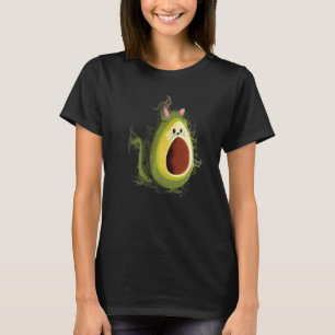 Water Splash Cute Vegetable Avocado Cat T-Shirt