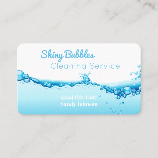 Water Splash Design Professional Cleaning Services Business Card (Front)