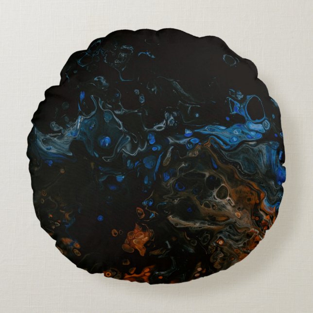 Water splash in close up photography round cushion (Front)