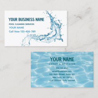 Water Splash Pool Cleaning Service Business Card