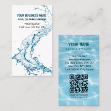Water Splash Pool Cleaning Service Business Card