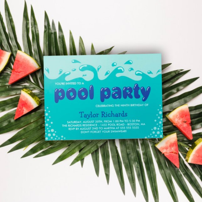 Water Splashes - Kids Birthday Pool Party Invitation (Creator Uploaded)
