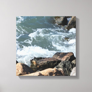 Water Splashing on Rocks Photo Canvas Print