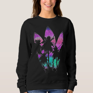 Water Sport Surfer Palm Trees Surfboard Vaporwave Sweatshirt
