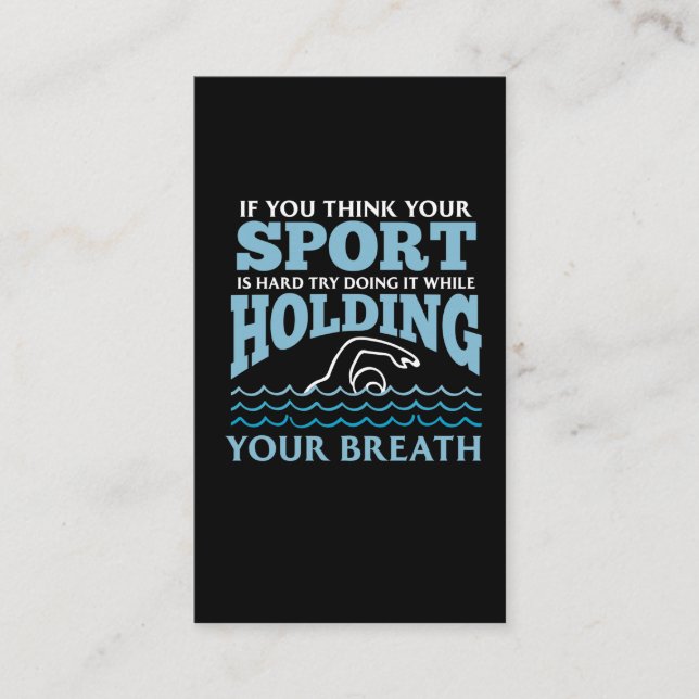 Water Sports Hobby Swimmer Swimming Business Card (Front)