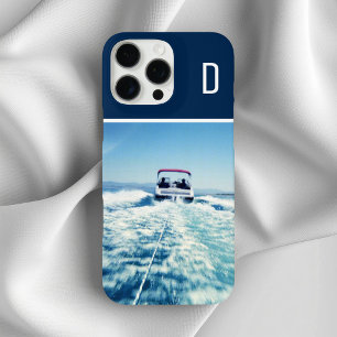 Water Sports Vertical Photo Monogrammed Navy Blue iPhone 16 Pro Max Case