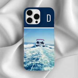 Water Sports Vertical Photo Monogrammed Navy Blue iPhone 16 Pro Max Case