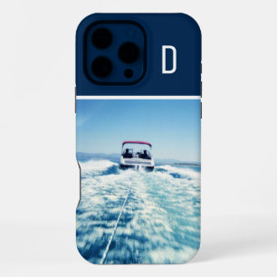 Water Sports Vertical Photo Monogrammed Navy Blue iPhone 16 Pro Max Case