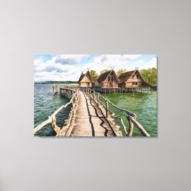 Water | Stilt Houses Over the Water Canvas Print (Front)