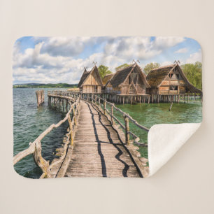 Water Stilt Houses Over the Water Sherpa Blanket
