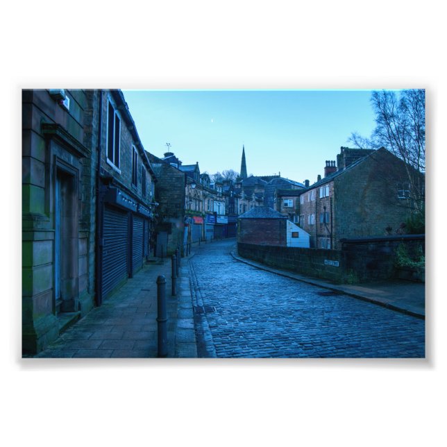 Water Street Todmorden - Cobbled Charm at Dusk Photo Print (Front)