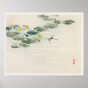 Water striders in a lotus pond by Kōno Bairei (184 Poster