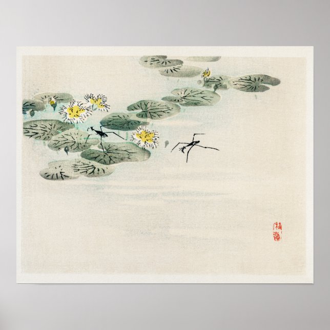Water striders in a lotus pond by Kōno Bairei (184 Poster (Front)