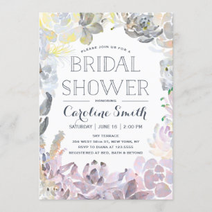 Water Succulents Bridal Shower Invitation