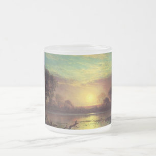 Water Sunset Sky Park Tree Nature Albert Bierstadt Frosted Glass Coffee Mug