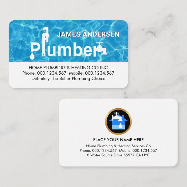 Water Surface Special Plumber Signage Business Card (Front/Back)