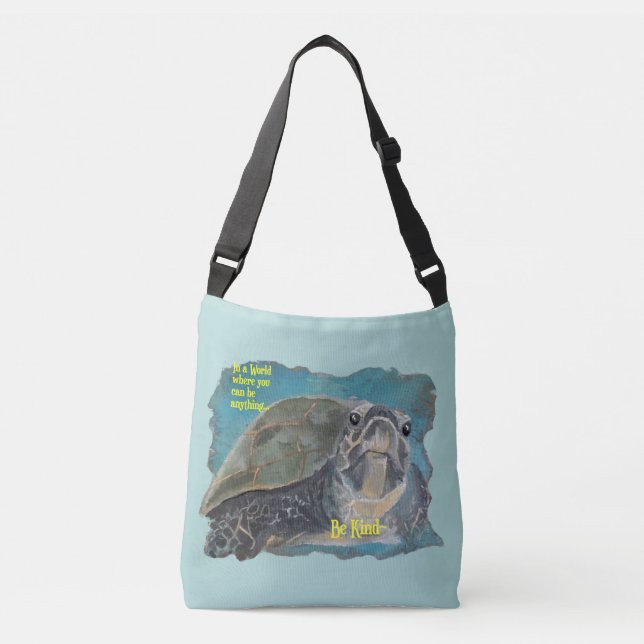 Water Tortoise  Be Kind  Crossbody Bag (Front)
