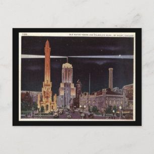 Water Tower and Palmolive Building, Chicago Vintag Postcard