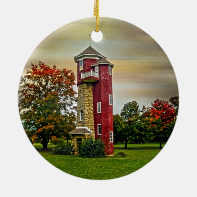 Water Tower Ceramic Tree Decoration (Back)