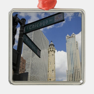 Water Tower, Chicago, Illinois, USA Metal Tree Decoration