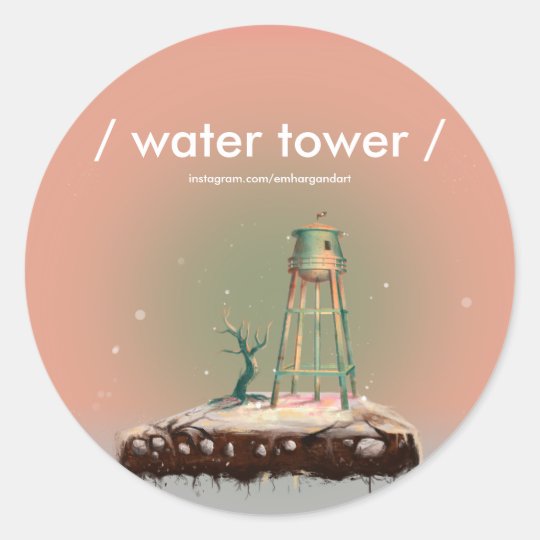 Water Tower Glossy Classic Round Sticker