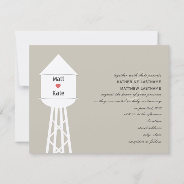 Water Tower Wedding Invitation (Front)
