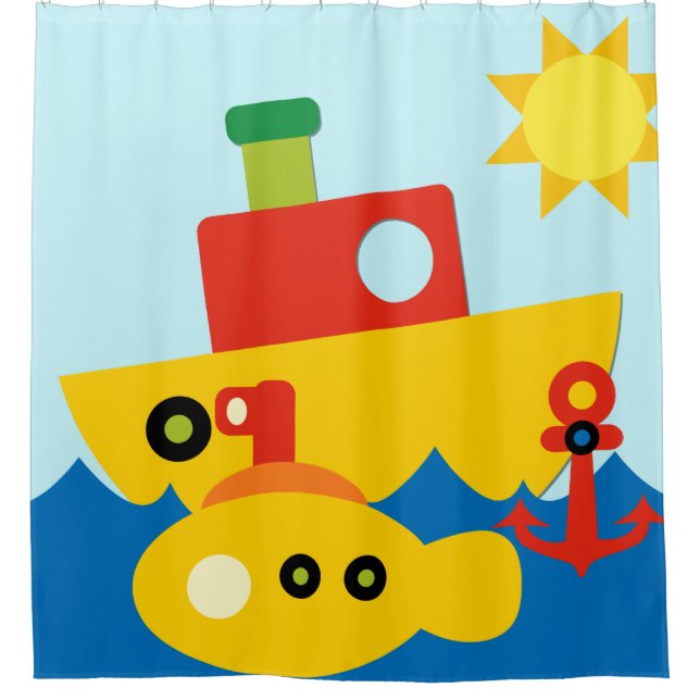 Water Transportation Tugboat Boats Submarine Shower Curtain (Front)
