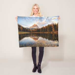 Water   Tre Cime Di Lavaredo Italy Fleece Blanket