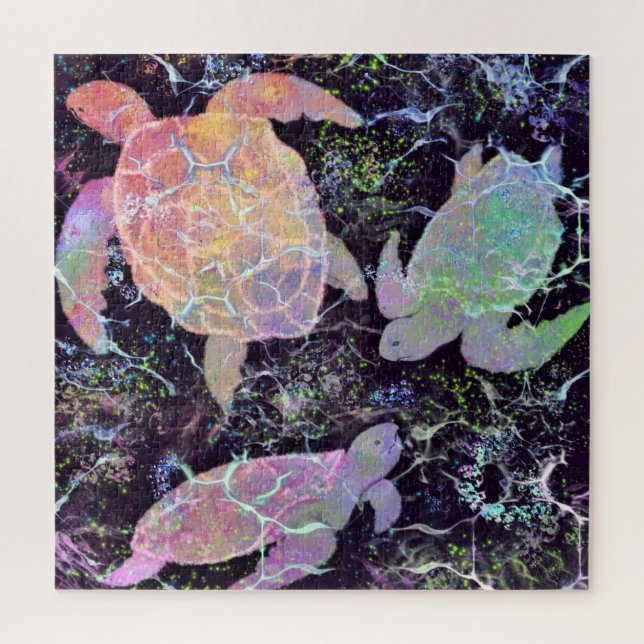 Water Turtles Puzzle - Painting (Vertical)