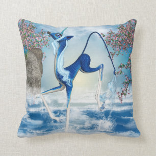Water Unicorn Kirin Fantasy Art Throw Pillow