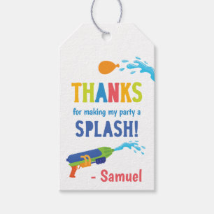Water War Birthday Thank You Favour Gift Tags