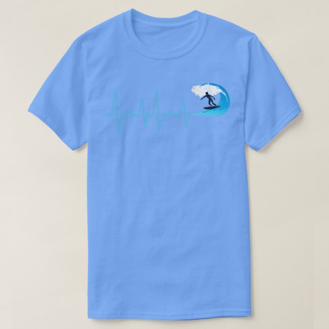 Water Wave Heartbeat Surfing T-Shirt (Design Front)