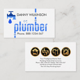 Water Wave Leaking Plumber Layers Business Card
