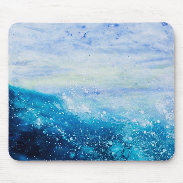Water waves ocean wave blue teal painting mouse mat (Front)