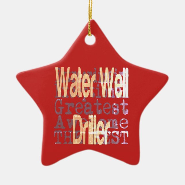 Water Well Driller Extraordinaire Ceramic Tree Decoration (Front)