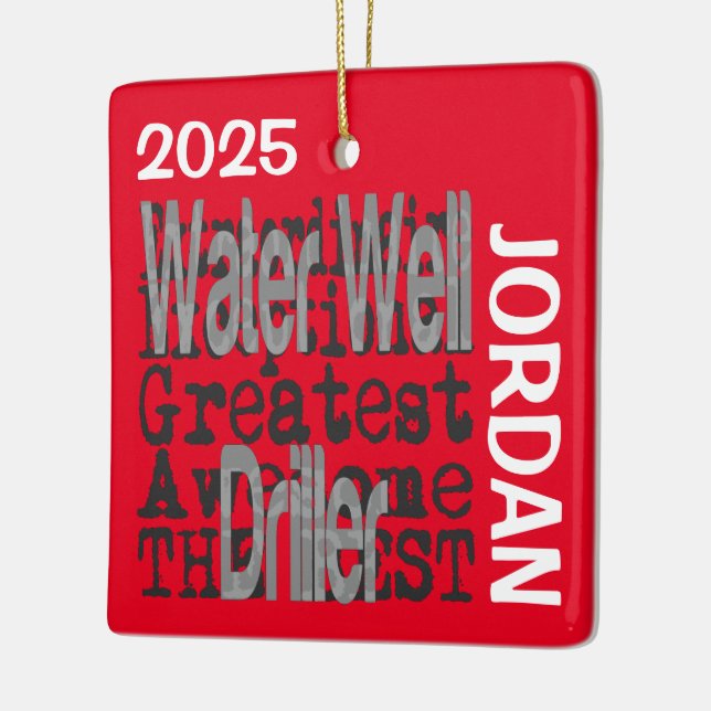 Water Well Driller Extraordinaire CUSTOM Ceramic Ornament (Left)