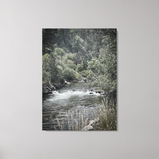 Water wheel along the river  canvas print (Front)