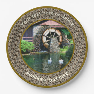 Water Wheel Duck Pond Art Personalised Party Paper Plate