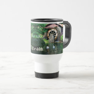 Water Wheel Duck Pond Seurat Painting Personalised Travel Mug