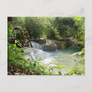 Water Wheel in Forest River, Khoung Si Falls, Laos Postcard