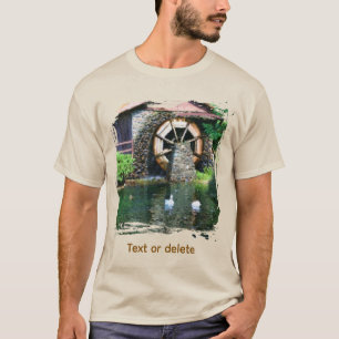 Water Wheel Pond Seurat Painting Art T-Shirt
