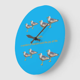 Water Wildlife Seagulls Large Clock