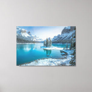 Water   Winter Jasper National Park, Canada Canvas Print