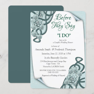 Water-wise Succulents in Mint blue to Pine Green Invitation