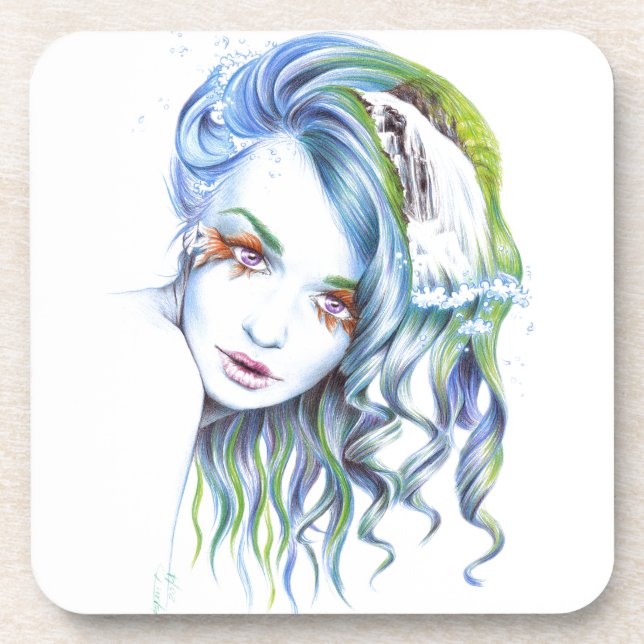 "Water" woman surreal portrait Coasters (Front)