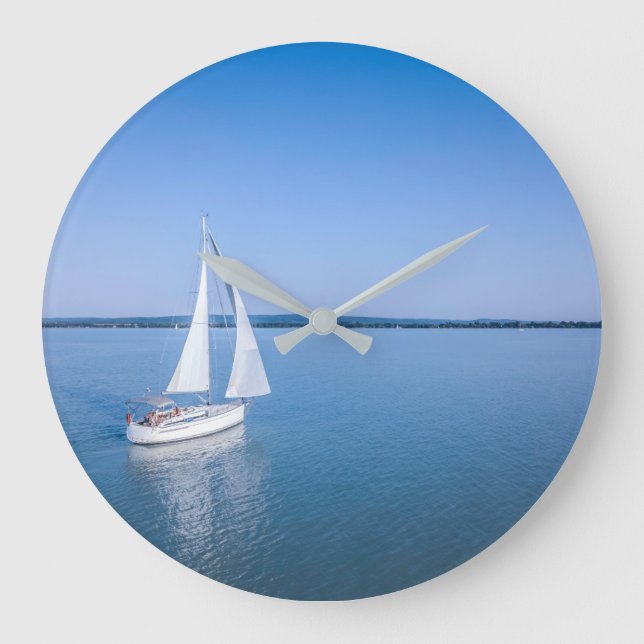 Water | Yacht at Lake Balaton Lake Hungary Large Clock (Front)